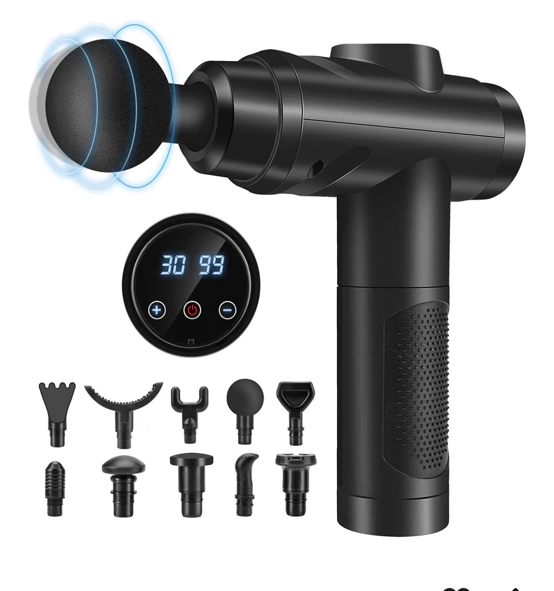 Pistolet De Massage, Pistolet Massage Pistolet Massage Musculaire Massage Gun 30 Vitesses Avec écran Lcd 10 Embouts Pour Dos épaules, Jambes, Muscles (noir)