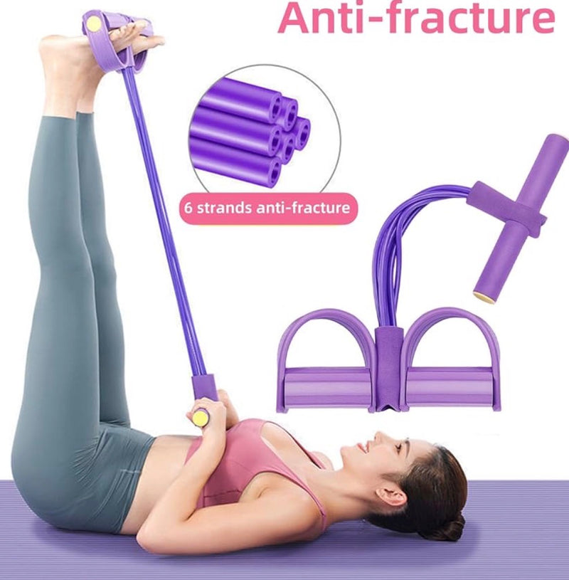 Bande de Résistance Musculation 6 Tubes avec Pédale – Élastique Sport Maison Fitness, Extenseur Élastique avec Poignées Antidérapantes pour Abdominaux et Entraînement Complet