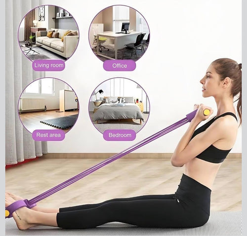 Bande de Résistance Musculation 6 Tubes avec Pédale – Élastique Sport Maison Fitness, Extenseur Élastique avec Poignées Antidérapantes pour Abdominaux et Entraînement Complet